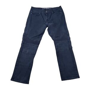 XRAY Jeans Mens 34x30‎ Black Moto Biker Slim Fit Stretch Denim Pants Ribbed Knee